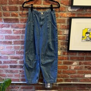 Barrel Leg Boyfriend Jeans, Mid Blue, ASOS Design, W26 L32